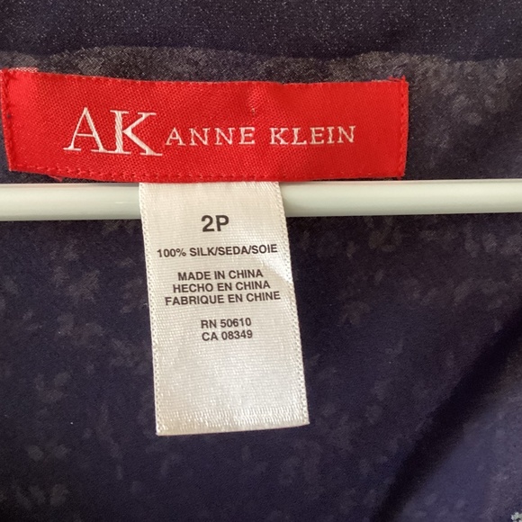 NWOT New Anne Klein Size 2P Silk Dress Maxi Midi Navy Blue Floral - Picture 3 of 6